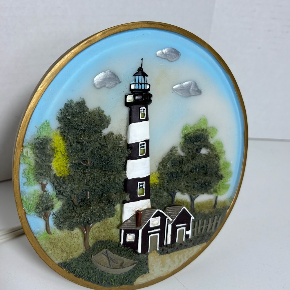Gold Outlined Nautical Radiant Light Up Glow Lighthouse Decor Warm White - Picture 6 of 8